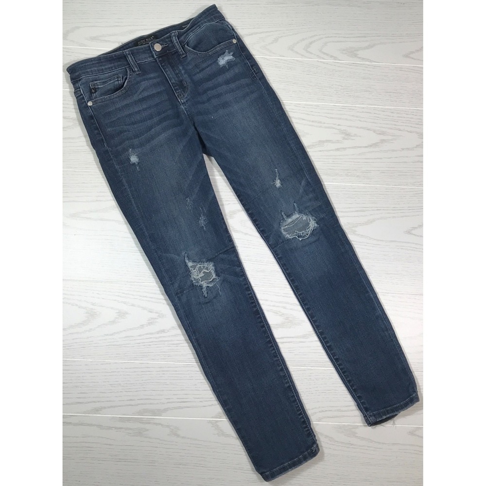 Judy Blue Skinny Fit Jeans Women 7/28 Blue Distressed Patchwork Stretch Mid Rise